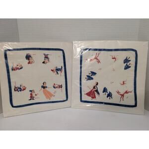 Vintage Walt Disney Snow White and Seven Dwarfs Handkerchief Set of 2